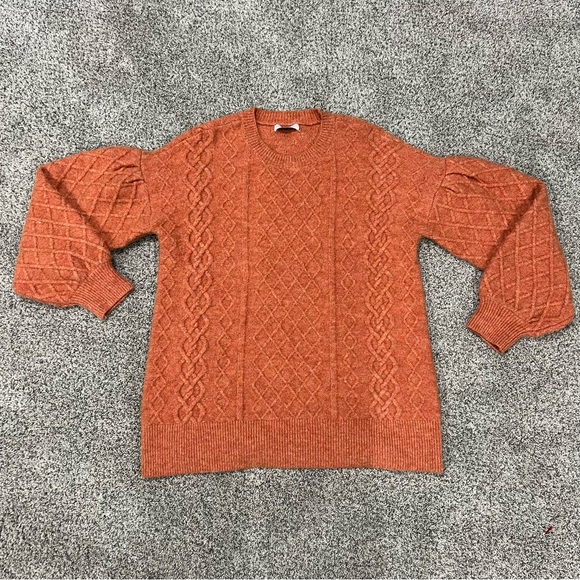 Greylin Henry Waffle Stitch Sweater Knit Tunic Orange Oversized Wool Blend Sz M - Picture 5 of 12